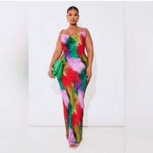 Fashion Nova Vibrant Multicolor Maxi Dress